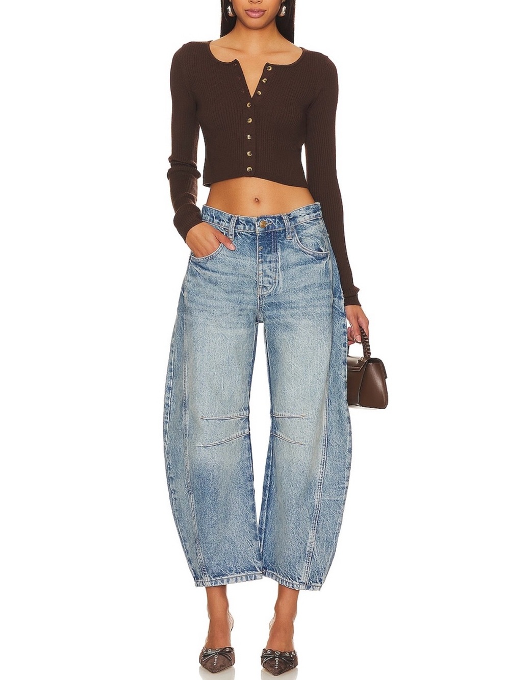 Free People x We The Free Mid-Rise Good Luck Barrel Jeans